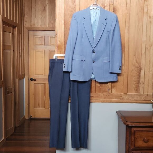 Hart Schaffer Marx Jack Nicklaus Suit Golf Sports Coat 42R Dress Pants 36R Blue - Picture 1 of 16
